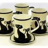 Drinkware Hues & Brews Ivory 8 Piece Cattitude Mugs & Coasters Set - 4.5"