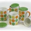 Hues & Brews Multi-color 4 Piece "Fresh Squeezed" Lidded Tea Infuser Mug Set - 4.75" On Sale