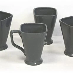 Hues & Brews Storm Gray Square 14-Ounce Pedestal Mug Set - 5" On Sale