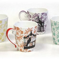 Hues & Brews 4 Piece 12 Oz. Bird Cages Mug Set - 5"
