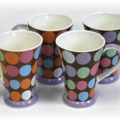 Hues & Brews Multi-color 4 Piece Dots Mug Set - 5.25" On Sale