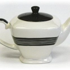 Hues & Brews Mountain Woods Ivory White WithBlack 34 Oz. Hand Painted Teapot - 9.75" On Sale