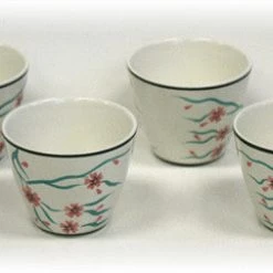 Hues & Brews Multi-color 4 Piece 6 Oz. Cherry Blossoms Tea / Saké Cup Set - 3.38" On Sale