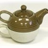 Hues & Brews Two-Tone Brown And Cream Tea For One Set - 7.25" On Sale