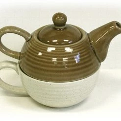 Hues & Brews Two-Tone Brown And Cream Tea For One Set - 7.25" On Sale
