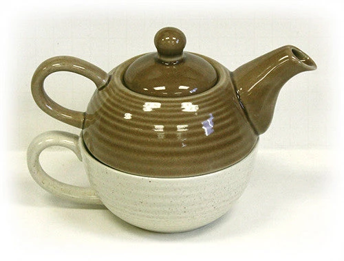 Hues & Brews Two-Tone Brown And Cream Tea For One Set - 7.25" On Sale 3 Hues & Brews Two-Tone Brown And Cream Tea For One Set - 7.25" On Sale