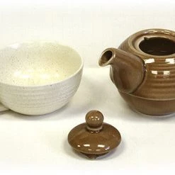 Hues & Brews Two-Tone Brown And Cream Tea For One Set - 7.25" On Sale