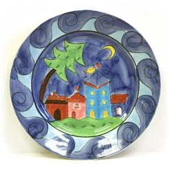 Hues & Brews Multi-Color 4 Piece Yellow Bird Village Plate Set - 10.75"