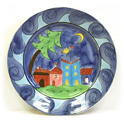 Hues & Brews Multi-Color 4 Piece Yellow Bird Village Plate Set - 10.75" 4 Hues & Brews Multi-Color 4 Piece Yellow Bird Village Plate Set - 10.75"