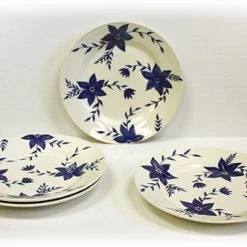 Hues & Brews 4 Piece White/Blue Blossoms Plate Set - 10.75" On Sale