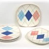 On Sale Hues & Brews 4 Piece Multi-Color Argyle Dessert And Snack Plates - 8.38"