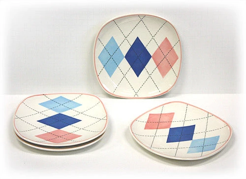 On Sale Hues & Brews 4 Piece Multi-Color Argyle Dessert And Snack Plates - 8.38" 3 On Sale Hues & Brews 4 Piece Multi-Color Argyle Dessert And Snack Plates - 8.38"