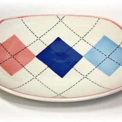 On Sale Hues & Brews 4 Piece Multi-Color Argyle Dessert And Snack Plates - 8.38"