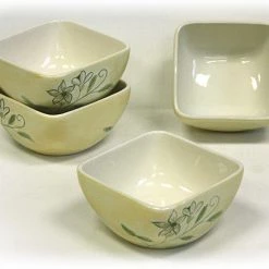 On Sale Hues & Brews 4 Piece Mellow Yellow Flora Soup/Cereal Bowls - 4.88"