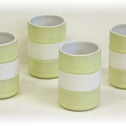 Hues & Brews 4 Piece 8 Oz. Bamboo Green Silicone Banded Mug Set - 4" On Sale