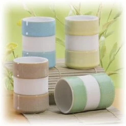 Hues & Brews 4 Piece 8 Oz. Earth-Toned Silicone Banded Mug Set - 4