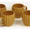Hues & Brews 4 Piece 6 Oz. Mineral Yellow Textured Tea Mug Set - 4.25" On Sale