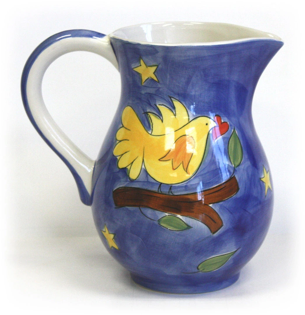 Hues & Brews Multi-Color 72 Oz. Yellow Bird Ceramic Pitcher - 8.5" 3 Hues & Brews Multi-Color 72 Oz. Yellow Bird Ceramic Pitcher - 8.5"