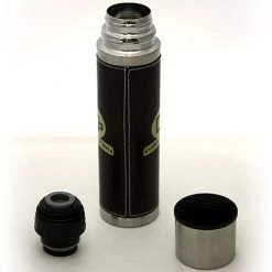 On Sale Hues & Brews 18 Oz. Brown Beanery Leather Bound Double Wall Stainless Steel Pour And Sip Tumbler - 10.25"