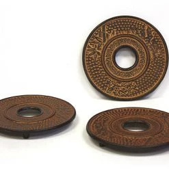 On Sale Hues & Brews 3 Piece Tangerine Cast Iron Trivet Set - 5.5"