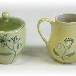 Hues & Brews Green And Mellow Yellow Flora Sugar And Cream Set - 4.63" On Sale