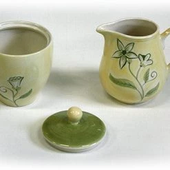Hues & Brews Green And Mellow Yellow Flora Sugar And Cream Set - 4.63" On Sale