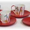 Hues & Brews Multi-color 8 Piece 6 Oz. Bamboo Pattern Tea Cups & Saucers -7" On Sale