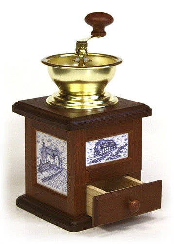 Hues & Brews Brown Delft Blue Farmhouse Coffee Grinder With Open Hopper -9.5" On Sale 4 Hues & Brews Brown Delft Blue Farmhouse Coffee Grinder With Open Hopper -9.5" On Sale