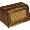 Mountain Woods Brown Acacia Wood Antique Style Extra Large Bread Box With Rattan Lid - 16" Bread Boxes
