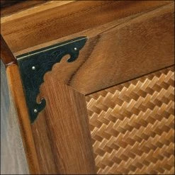 Mountain Woods Brown Acacia Wood Antique Style Extra Large Bread Box With Rattan Lid - 16