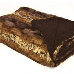 A Pet Project Pet Products Pet Project Brown Exotic Two Sided Faux Mink Fur Throw Blanket - 60"