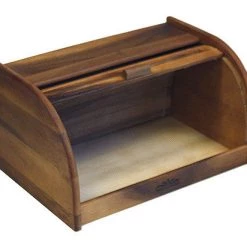 Mountain Woods Brown Acacia Wood Large Bread Box And Storage Box With Rolltop Lid - 15.875" On Sale