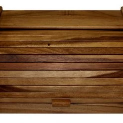 Mountain Woods Brown Acacia Wood Large Bread Box And Storage Box With Rolltop Lid - 15.875