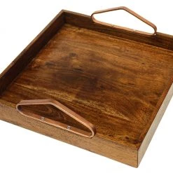 Mountain Woods Brown Large Solid Acacia Wood Serving Tray - 16