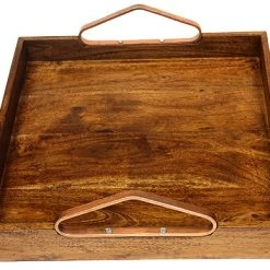 Mountain Woods Brown Large Solid Acacia Wood Serving Tray - 16"