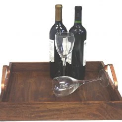 Mountain Woods Brown Large Solid Acacia Wood Serving Tray - 16"