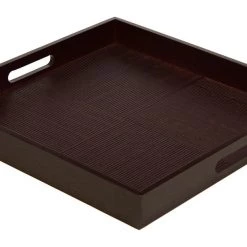 Simply Bamboo Brown Square Ribbed Bamboo Serving Tray - 16"