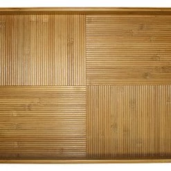 Simply Bamboo Brown Large Ribbed Rectangle Bamboo Serving Tray - 20"