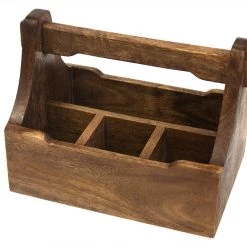 Mountain Woods Brown 4 Compartment Mango Wood Condiment Caddy - 9.125"