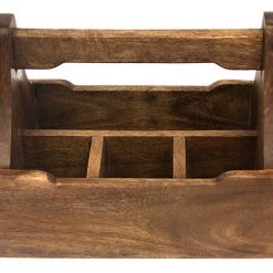 Mountain Woods Brown 4 Compartment Mango Wood Condiment Caddy - 9.125"