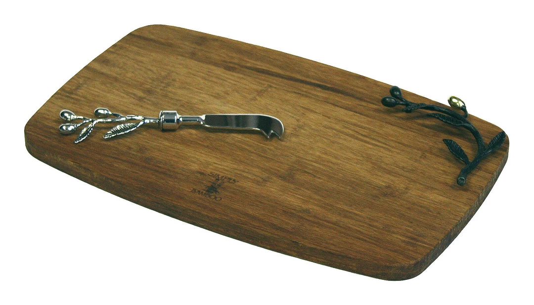Simply Bamboo Brown Medium Kona Berries Artisan Crafted Carbonized Bamboo Cheese Board / Serving Tray & Spreader Knife Set - 13.75" 3 Simply Bamboo Brown Medium Kona Berries Artisan Crafted Carbonized Bamboo Cheese Board / Serving Tray & Spreader Knife Set - 13.75"