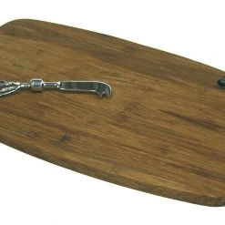 On Sale Simply Bamboo Large Brown Kona Berries Artisan Crafted Carbonized Bamboo Cheese Board/Serving Tray And Spreader Knife Set - 16.5