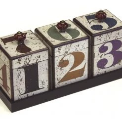 Mountain Woods Simply Bamboo Sales 20 Storage & Organization Mountain Woods Multi-colored By The Numbers Handcrafted 42 Oz. Wooden Canister Trio & Nesting Tray Set - 15.38"