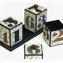 Storage & Organization Mountain Woods Multi-colored By The Numbers Handcrafted 42 Oz. Wooden Canister Trio & Nesting Tray Set - 15.38"