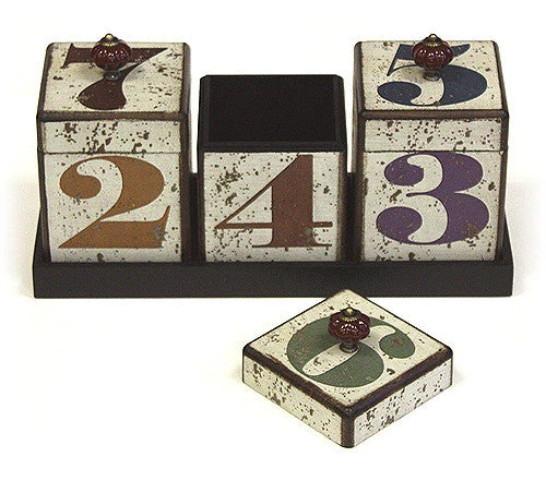 Storage & Organization Mountain Woods Multi-colored By The Numbers Handcrafted 42 Oz. Wooden Canister Trio & Nesting Tray Set - 15.38" 4 Storage & Organization Mountain Woods Multi-colored By The Numbers Handcrafted 42 Oz. Wooden Canister Trio & Nesting Tray Set - 15.38"