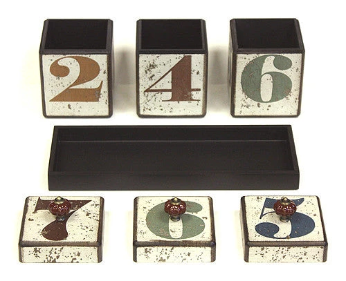 Storage & Organization Mountain Woods Multi-colored By The Numbers Handcrafted 42 Oz. Wooden Canister Trio & Nesting Tray Set - 15.38" 6 Storage & Organization Mountain Woods Multi-colored By The Numbers Handcrafted 42 Oz. Wooden Canister Trio & Nesting Tray Set - 15.38"