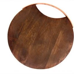 Mountain Woods Brown Round Acacia Cutting Board W/ Copper Handle - 15" On Sale