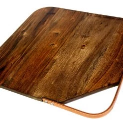 Mountain Woods Large Organic Hardwood Acacia Cutting Board W/ Metal Handle - 14.5"