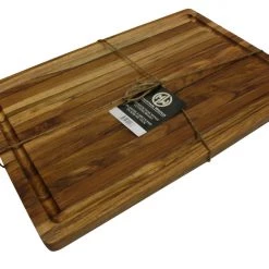 Mountain Woods / Simply Bamboo Mountain Woods Brown Teak Wood Cutting Board W/ Juice Groove - 18