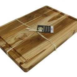 On Sale Mountain Woods Brown Teak Cutting Board - Rectangle Edge Grain Butcher Block W/ Juice Groove - 19"